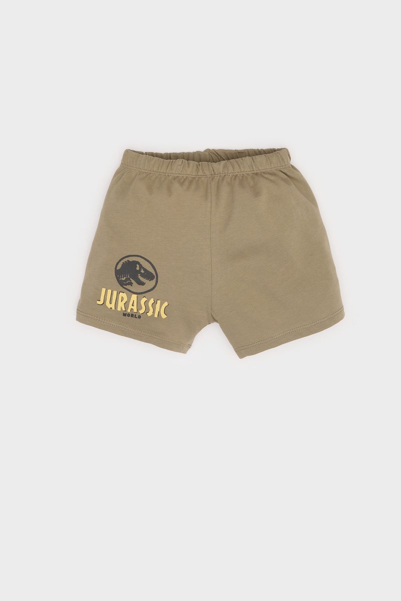 DeFacto Green BabyBoy Baby Boy Jurassic World T-Shirt Shorts 2 Piece Set Casual - Image 2
