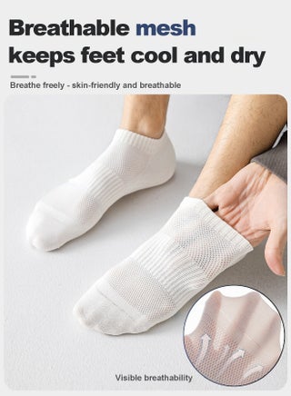 Men's Ankle Socks 5-Pack - Summer Mesh Breathable Socks with 7A Antibacterial Technology, Moisture Wicking, Anti-Slip Massage Sole - view 2