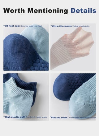 Men's Ankle Socks 5-Pack - Summer Mesh Breathable Socks with 7A Antibacterial Technology, Moisture Wicking, Anti-Slip Massage Sole - view 3