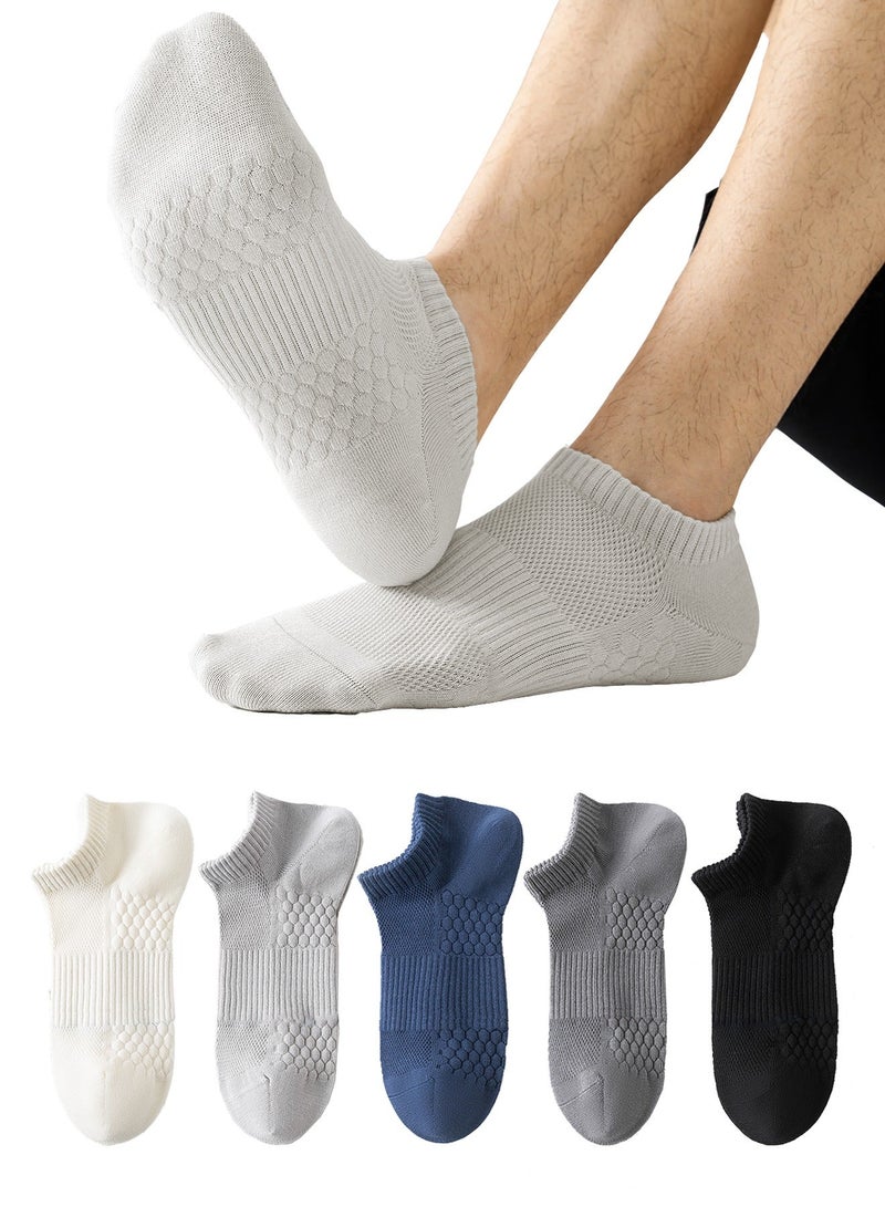 infino جوارب رجالية قصيرة 5 قطع - جوارب صيفية شبكية تسمح بالتهوية بتقنية 7A المضادة للبكتيريا، تمتص الرطوبة، وبها نعل مساج مضاد للانزلاق - Image 1