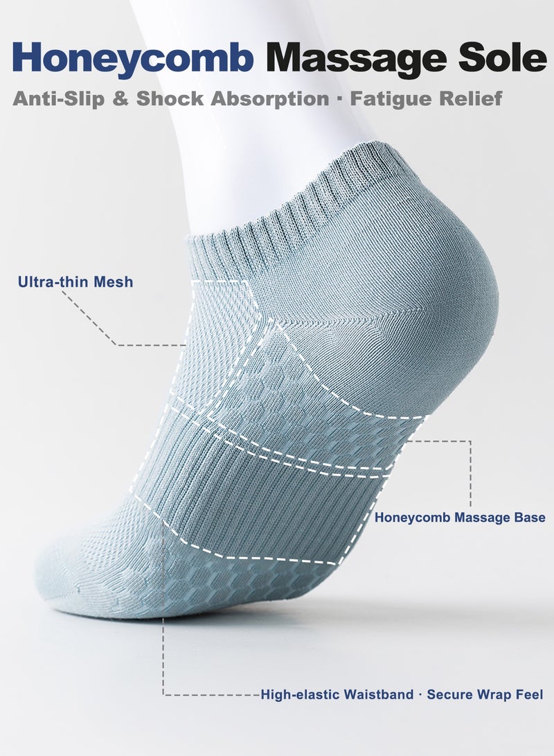 infino جوارب رجالية قصيرة 5 قطع - جوارب صيفية شبكية تسمح بالتهوية بتقنية 7A المضادة للبكتيريا، تمتص الرطوبة، وبها نعل مساج مضاد للانزلاق - Image 5