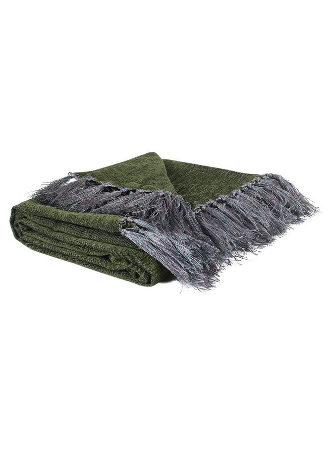 CAZIMO Cazimo Soft Chenille Premium Throw Blanket with Tassel Fringe, Fade Resistant, All Seasons,Ultra-Soft for Decorative Sofa & Bed Cover, Chair & Travel, 60x50 Inches, Pack of 1, Green - Image 3