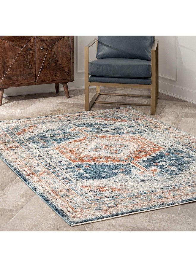 nuLOOM Harley Faded Medallion Area Rug 2' X 3' Blue - Image 1