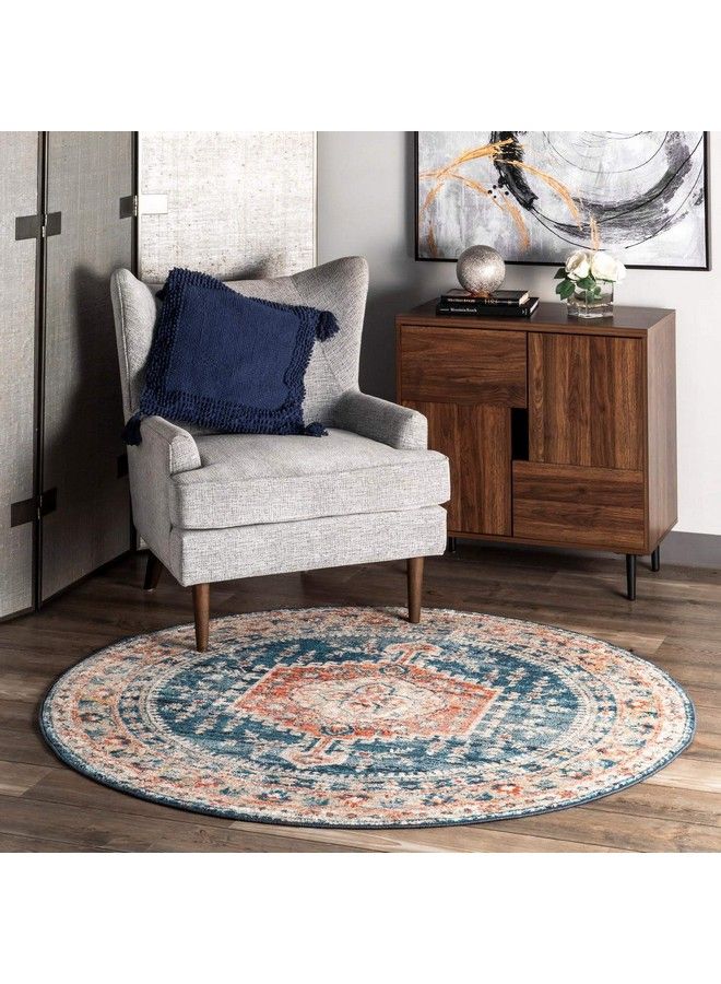 nuLOOM Harley Faded Medallion Area Rug 2' X 3' Blue - Image 5