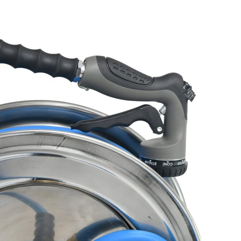ZEPHYR Zephyr StainlessSteel AutoRetractable Water Hose Reel 304 Blue Water Hose Reel 13MMX15MTR Stainless Steel  - Image 2