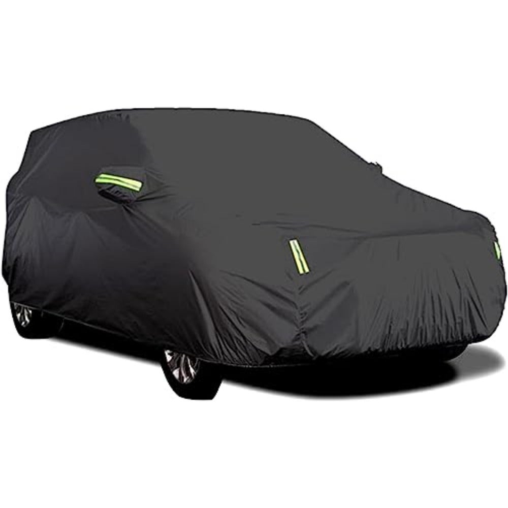 Car Cover Full Coverage with Reflective Strip UV Protection Sunscreen Dustproof Scratch-Resistant For 4x4 SUV Business Vehicles Black XXL