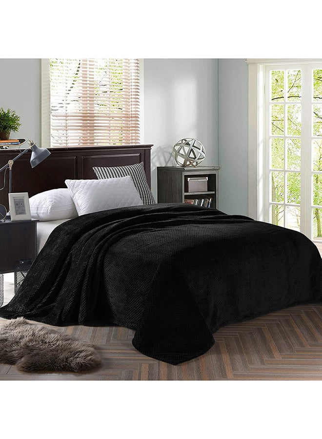 1 Piece Soft Blanket King Size Flannel Black 220x200cm - Image 1