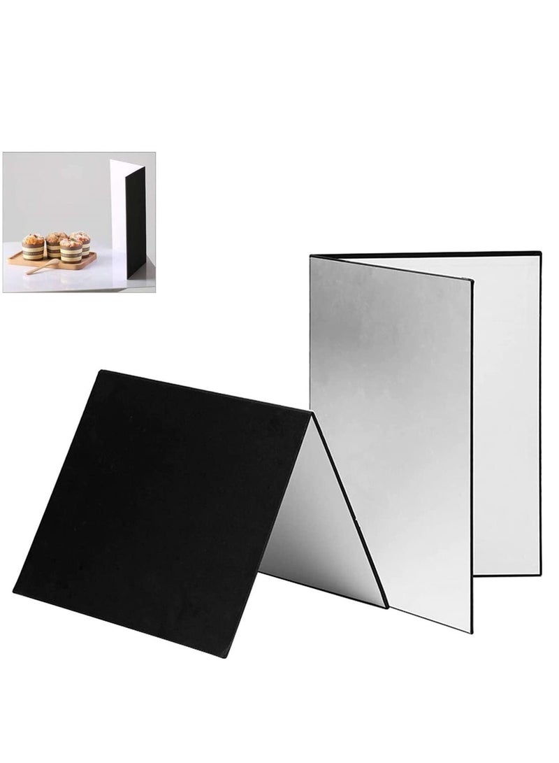 Lighting 3 In 1 Light Reflector Cardboard Photography Folding Diffuser for Glass Ceramic Jewelry Cosmetics Food Product Still Life Photo Shooting Thick Paper Double Sided Board (A3 Silver) - Image 1