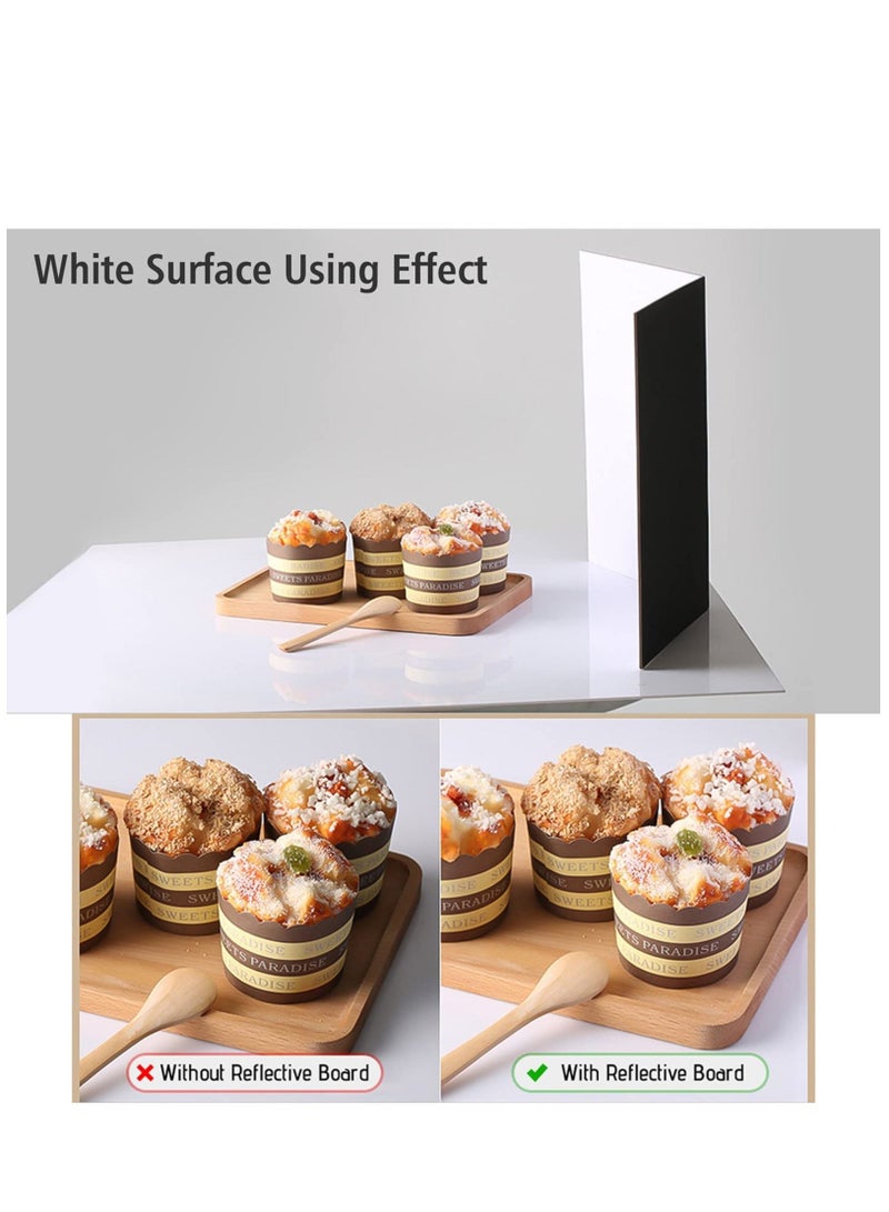 Lighting 3 In 1 Light Reflector Cardboard Photography Folding Diffuser for Glass Ceramic Jewelry Cosmetics Food Product Still Life Photo Shooting Thick Paper Double Sided Board (A3 Silver) - Image 3