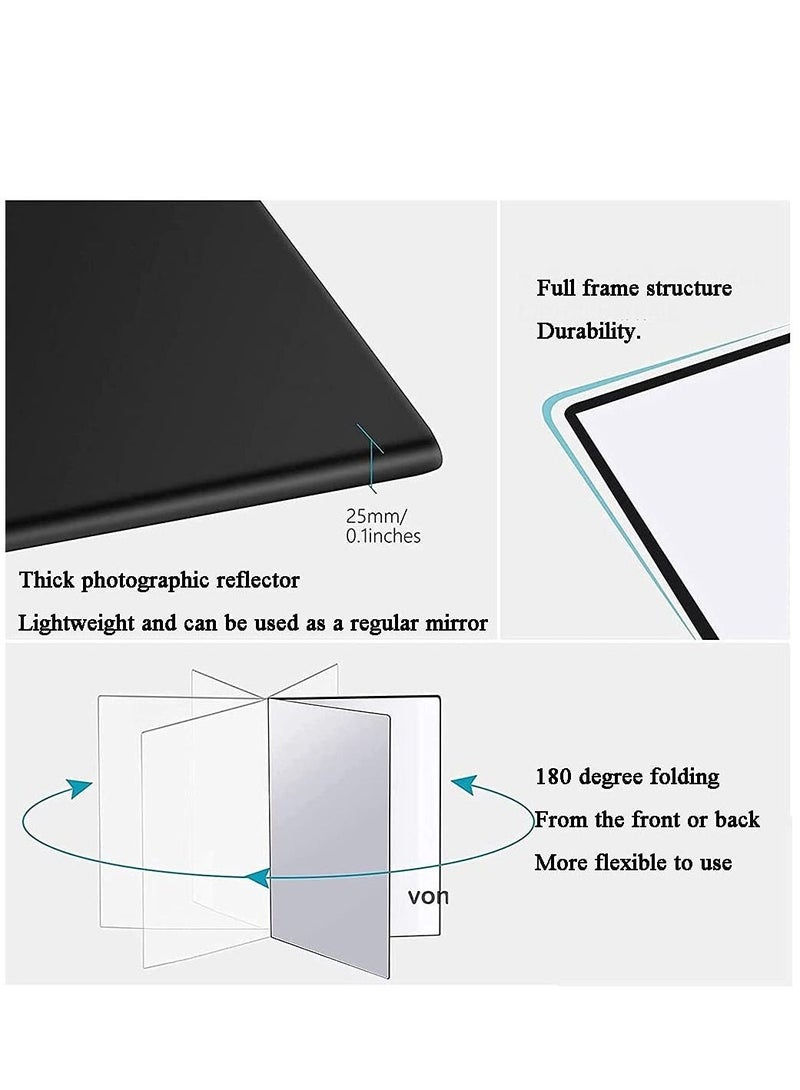 Lighting 3 In 1 Light Reflector Cardboard Photography Folding Diffuser for Glass Ceramic Jewelry Cosmetics Food Product Still Life Photo Shooting Thick Paper Double Sided Board (A3 Silver) - Image 5