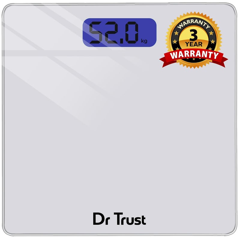 Dr Trust ميزان وزن الجسم الرقمي الشخصي من الولايات المتحدة الأمريكية بتصميم أنيق بسعة 180 كجم - 514 رمادي سريع - Image 1