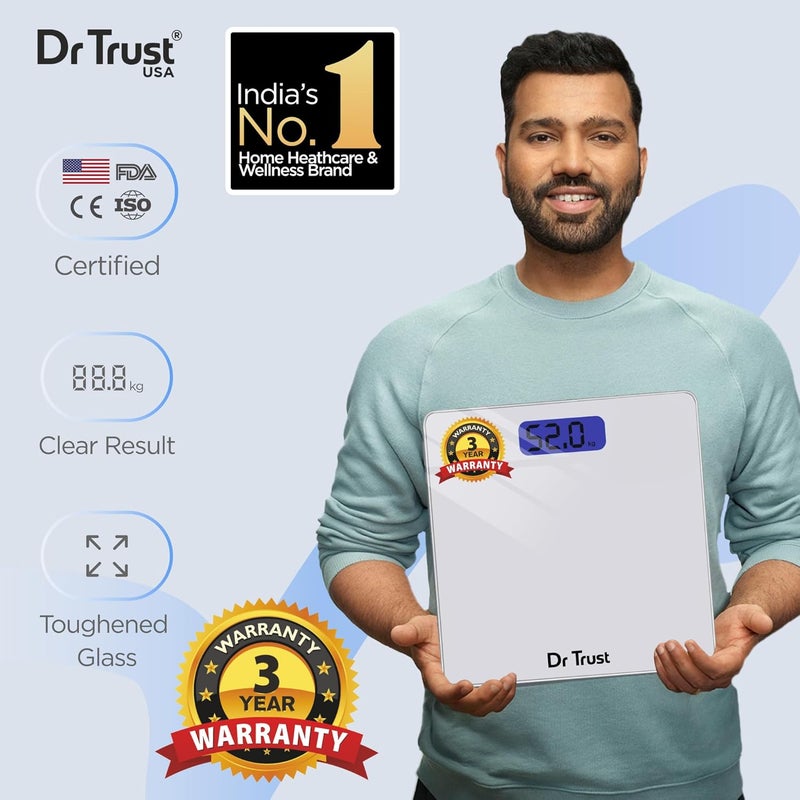 Dr Trust ميزان وزن الجسم الرقمي الشخصي من الولايات المتحدة الأمريكية بتصميم أنيق بسعة 180 كجم - 514 رمادي سريع - Image 2