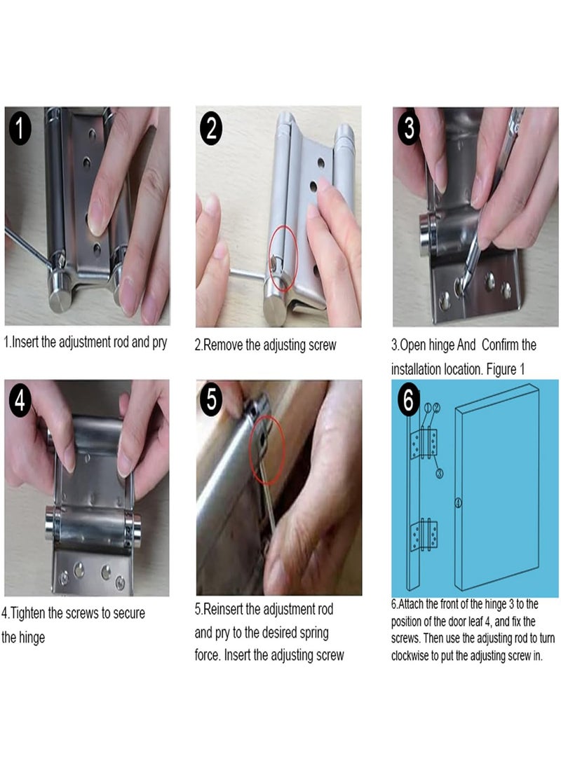B.K.Jagan and Co B K JAGAN CO Double Action Hinge Saloon Door Hinges Swinging Door Hinge Heavy Duty Self Closing Brown in mild Steel with Screws 4 Inch Pack of 2 Pcs  - Image 3
