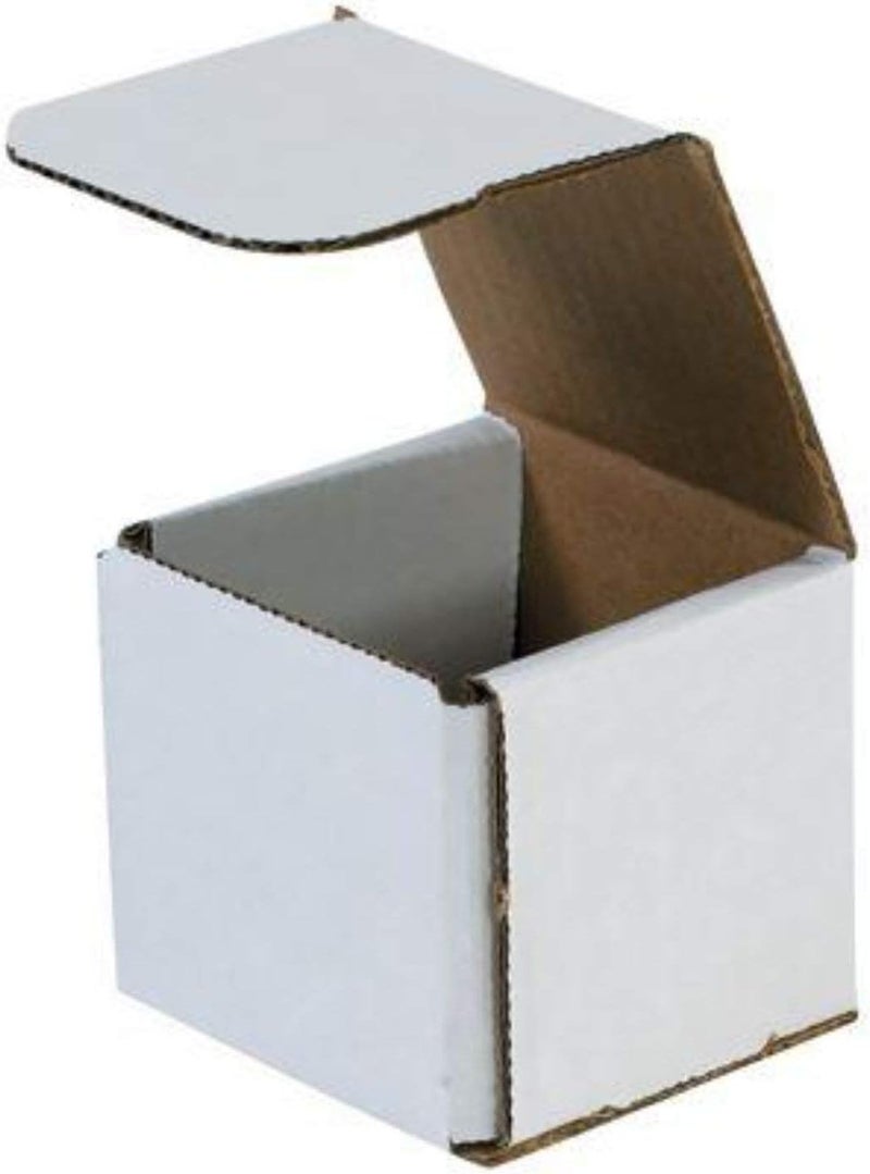 Secure Seal Shipping Boxes - 3x3x3" Mailers - White Foldable Corrugated Cardboard Packaging for Mailing, Moving, Storage, and Organizing - Strong Lightweight Foldable (Bulk 100 Pack) - Image 1
