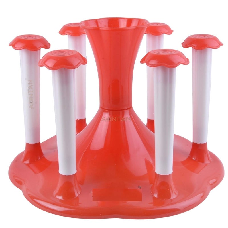 VRISTO VRISTO Plastic Glass Holder Set with Rotating Stand Flower Pot 6 Glasses with Stand for Dining Table Kitchen Home Durable Stylish Color May Very  - Image 4