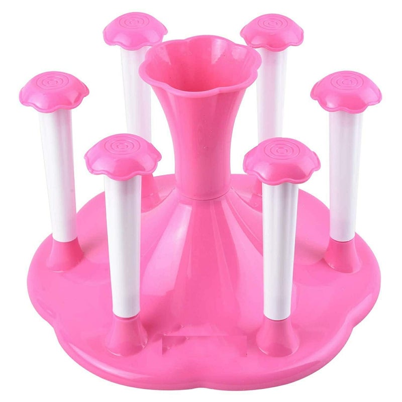 VRISTO VRISTO Plastic Glass Holder Set with Rotating Stand Flower Pot 6 Glasses with Stand for Dining Table Kitchen Home Durable Stylish Color May Very  - Image 3