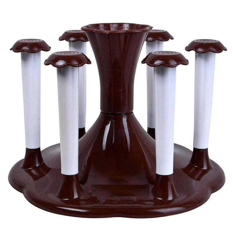 VRISTO VRISTO Plastic Glass Holder Set with Rotating Stand Flower Pot 6 Glasses with Stand for Dining Table Kitchen Home Durable Stylish Color May Very  - Image 2