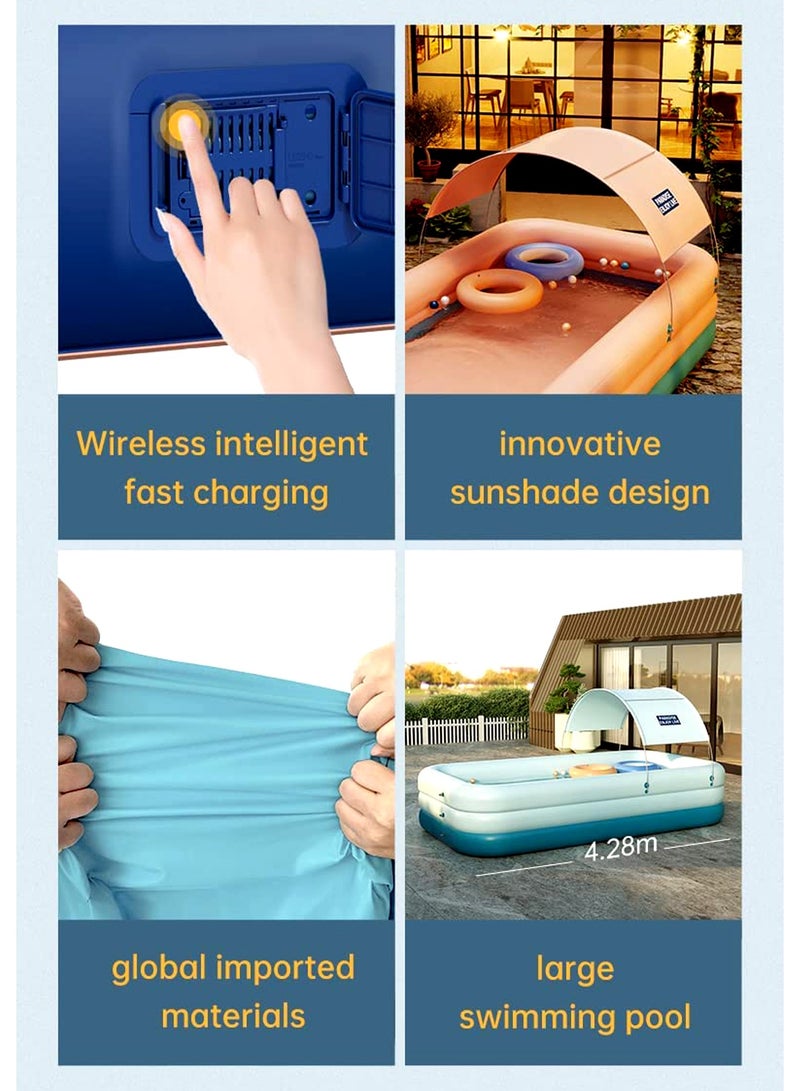 Automatic Inflatable Swimming Pool with Sun Shade for Kids & Adults Family Pool - Image 2