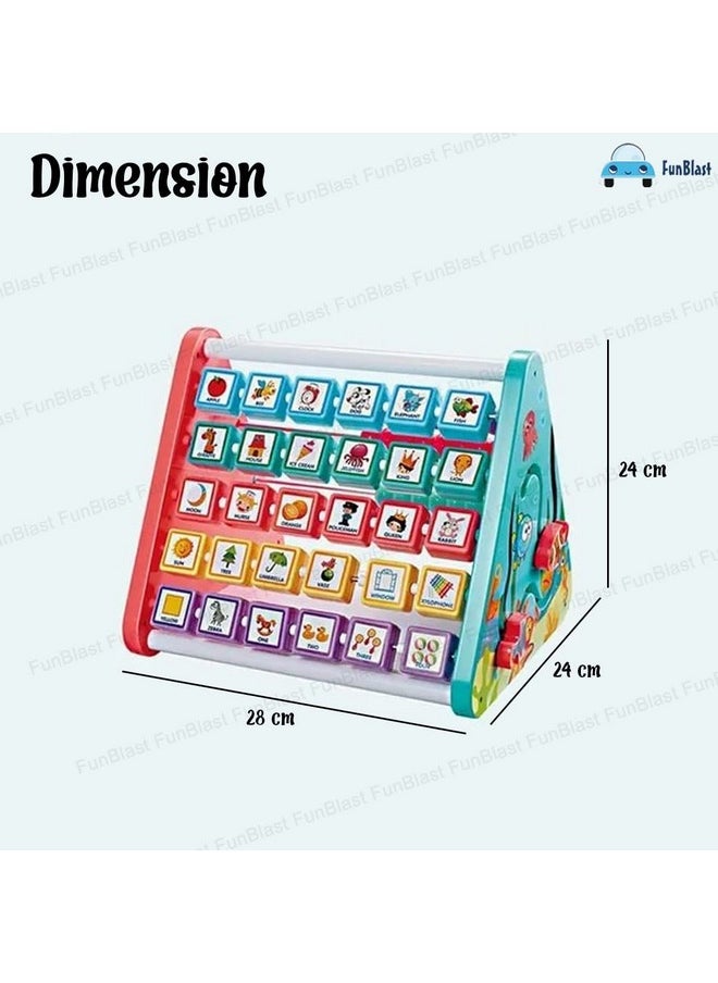 FunBlast - FunBlast 5 in 1 Activity Learning Toy -Multifunctional Activity Triangle Learn Shelf, ABC and Number Learning Puzzle for Kids, Montessori Learning-Toys for 2 3 4 Years Old Kids - Multicolor - Image 1