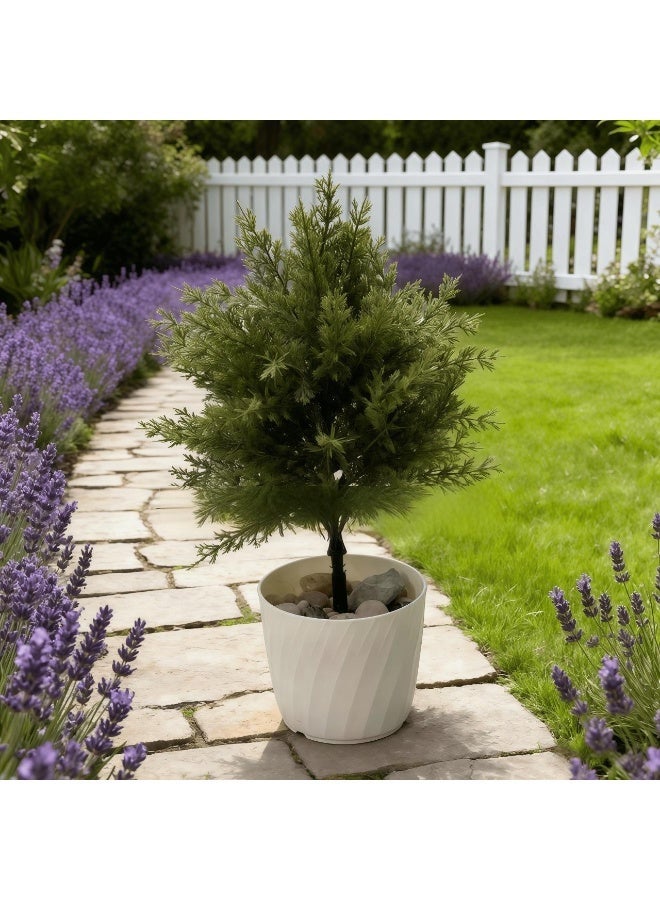 الواحة-TH محاكاة زراعة الزينات النباتية الاصطناعية في النباتات في وعاء ، 43 سم الصنوبر الصنوبر الاصطناعي ، النباتات الزائفة الواقعية للديكور المنزلي في الهواء الطلق (الأخضر) - Image 5