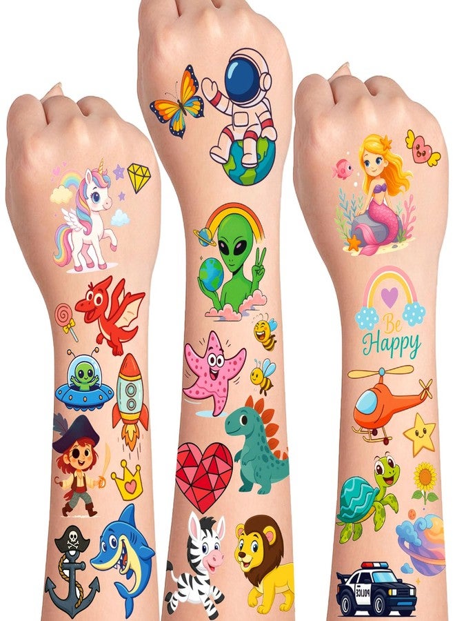 Airnogo Temporary Tattoos for Kids 300 Pcs Goodie Bags Stuffers for Kids, Birthday Party Supplies for Girls & Boys, Temporary Tattoos Include Animal, Car, Dinosaur, Alien, Ocean, Space, Mermaid, Unicorn, etc - Image 1