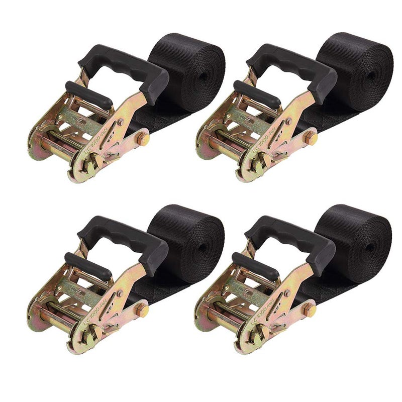 Endless Ratchet Tie Down Straps Heavy Duty Cargo Tie Downs Sturdy Nylon Black Strap Down Ratcheting Securing Straps Track Spring Fittings TieDown Motorcycles Trailer Loads Kayak