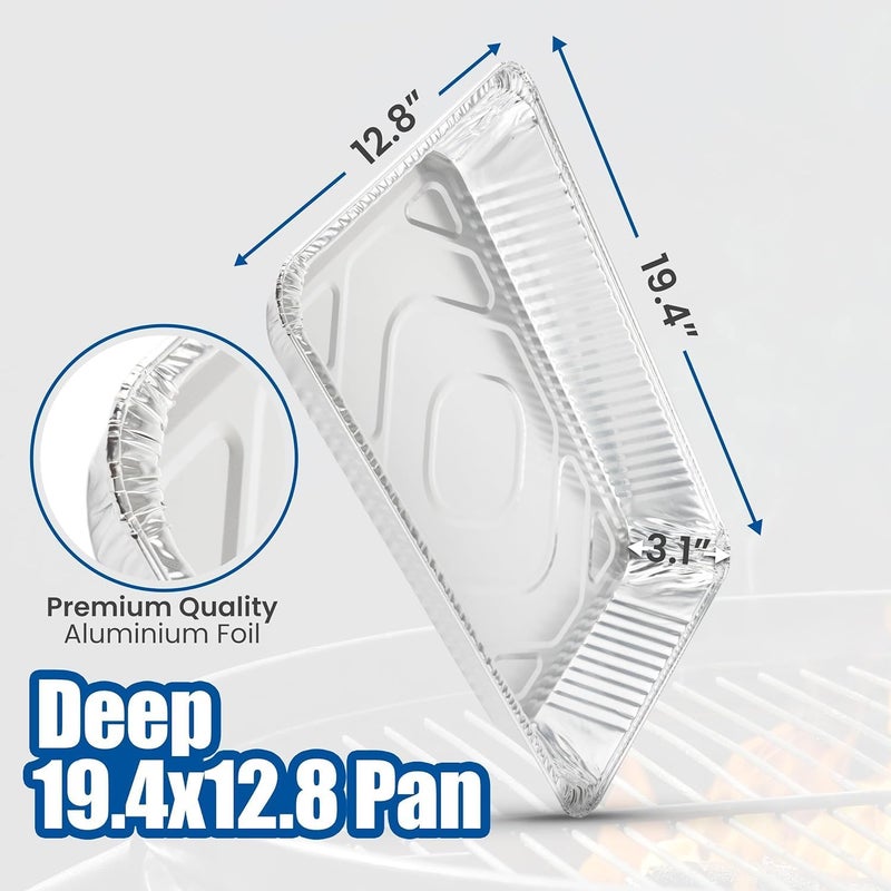 EHOMEA2Z Large Aluminum Pans Full Size Deep Foil Disposable Durable Large Steam Table Pans for Baking Serving, Chafing Trays for Caterers, Bakeware 21 x 13 x 3 (10) - Image 2