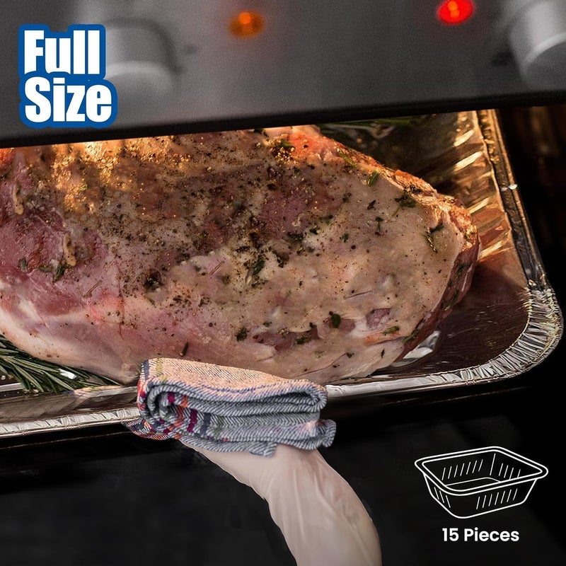 EHOMEA2Z Large Aluminum Pans Full Size Deep Foil Disposable Durable Large Steam Table Pans for Baking Serving, Chafing Trays for Caterers, Bakeware 21 x 13 x 3 (10) - Image 3