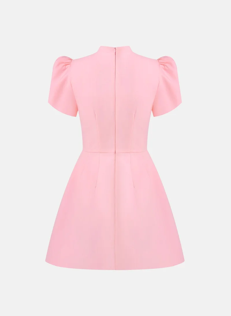 Lichi  Mini dress with high collar and button fastening for Women | Best Price UAE