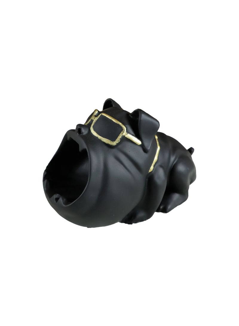 Ceramic Animal Ashtray, Black and Gold, Glazed Finish, Decorative Bull Figurine Style, Heat Resistant - Image 3