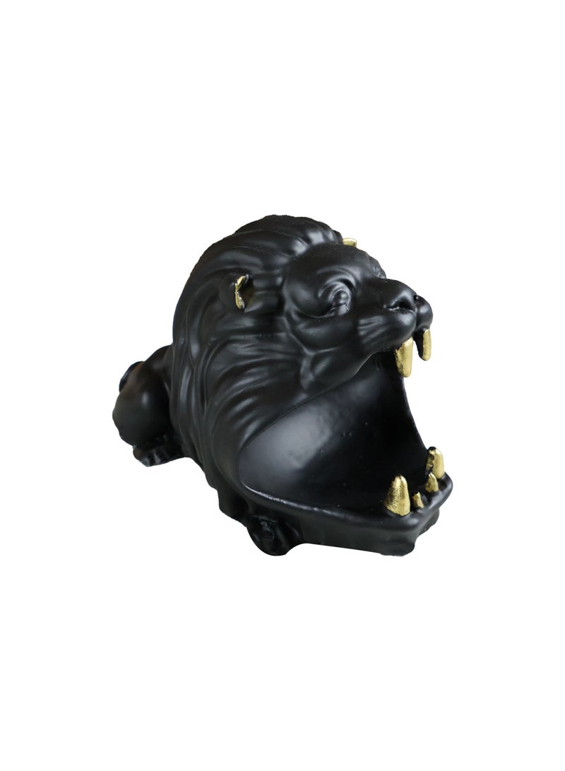 Ceramic Animal Ashtray, Black and Gold, Glazed Finish, Decorative Bull Figurine Style, Heat Resistant - Image 4