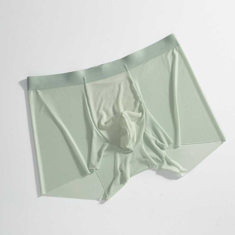 Mens Ice Silk Boxer Briefs Lightweight Seamless Mint Green - Image 1