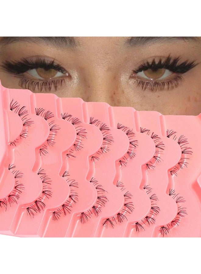 Outopen 7 Pairs Bottom Lashes Clear Band Wispy Natural Look Lashes Japanese Manga Style Spiky Anime Lower Lashes Dramatic Diy Cosplay Bottom Eyelashes Reusable (A03) - Image 1