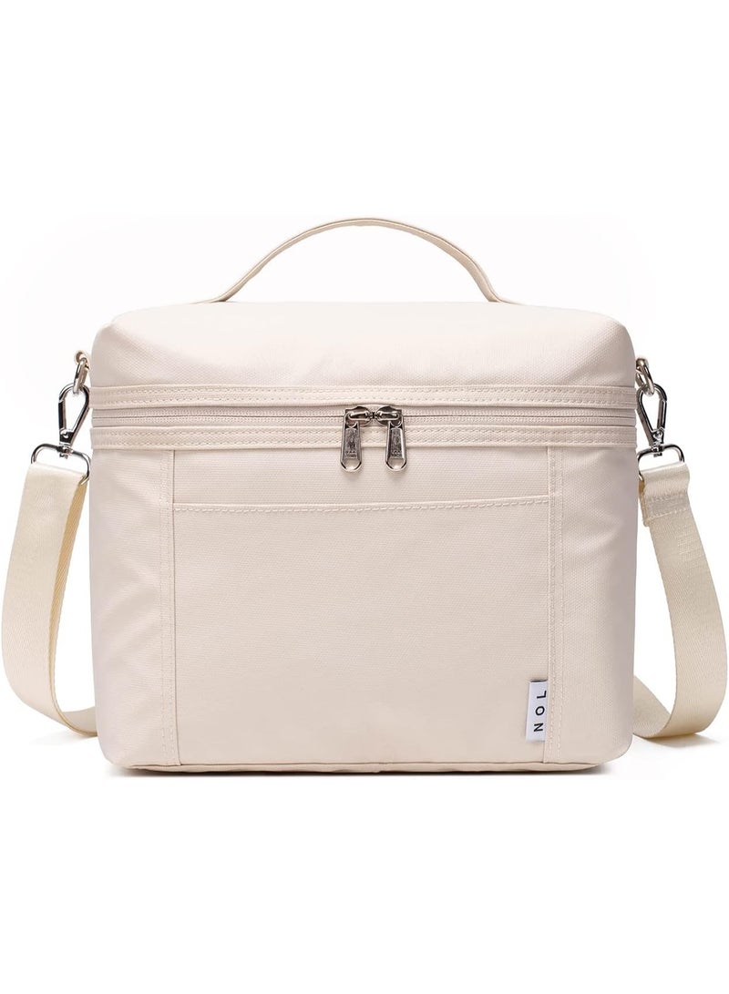 Natural Organic Lifestyle Insulated Lunch Bags for Women Cooler Bag Lightweight Nylon Waterproof Lunch Box For Work（Medium, Cream） - Image 1