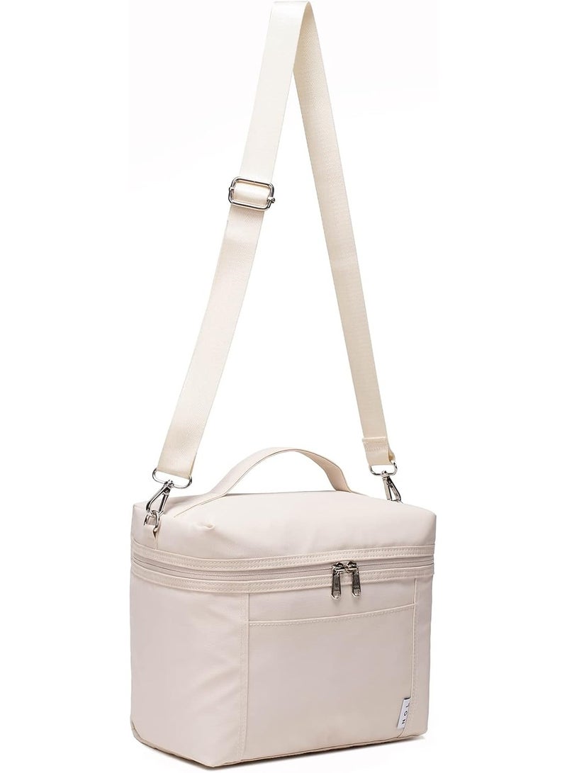 Natural Organic Lifestyle Insulated Lunch Bags for Women Cooler Bag Lightweight Nylon Waterproof Lunch Box For Work（Medium, Cream） - Image 2