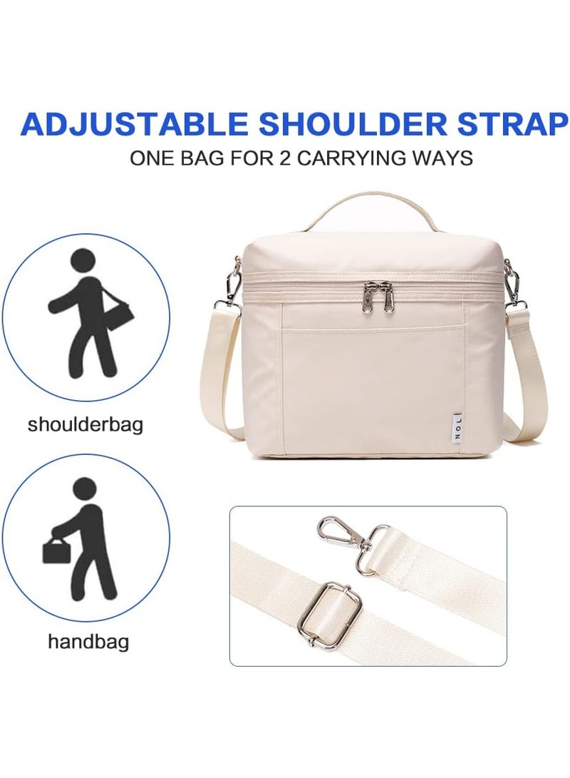 Natural Organic Lifestyle Insulated Lunch Bags for Women Cooler Bag Lightweight Nylon Waterproof Lunch Box For Work（Medium, Cream） - Image 4