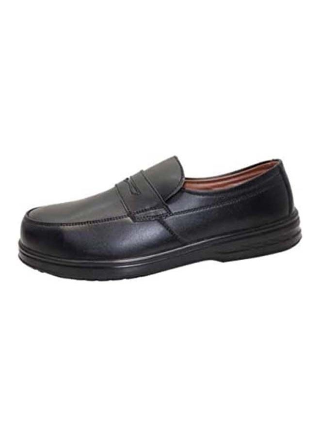 ABBASALI - Men Black Leather Safety Shoes,Mesh Breathable Lightweight Comfortable Steel Toe Industrial Construction Slip Resistant Shoes (42, Laceless) - Image 1