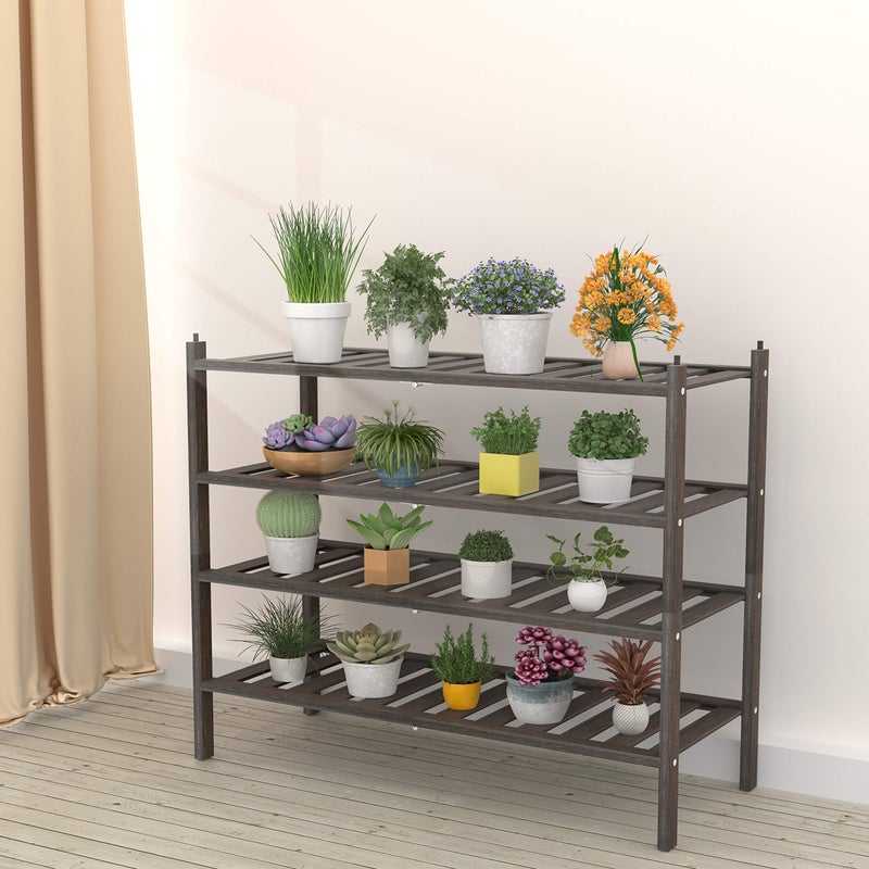 Dranixly Bamboo 2-Tier Shoe Rack Stackable Shelf Storage Organizer for Entryway, Hallway and Closet, 27.2"x11"x13.2" (Mocha) - Image 5