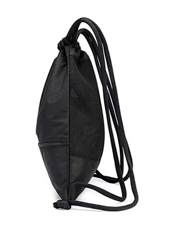 Generic Drawstring Backpack,Sports Canvas Bag,Waterproof Oxford Fabric Drawstring Bag,Swimming Bag,Basketball Bag,Soccer Bag,Zipper 43*49cm(Black)  - Image 5