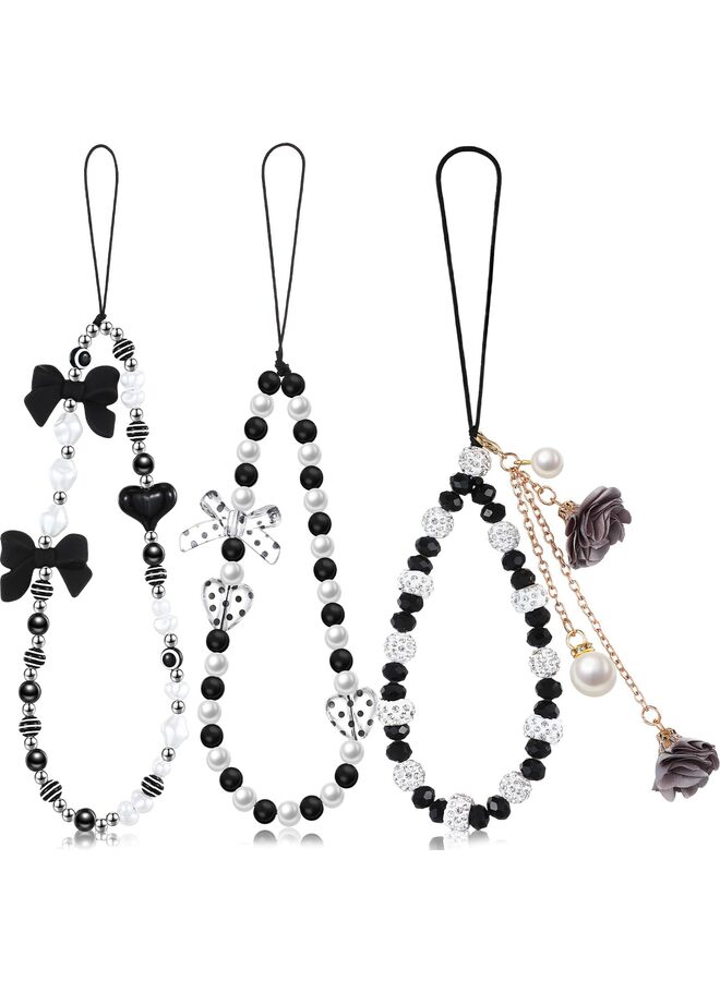 قطع من سلاسل الهاتف المزينة بالخرز واللؤلؤ على شكل فراشة وزهرة وحزام الهاتف سلسلة لطيفة لكاميرا وسلسلة مفاتيح ومحفظة وديكور، 1، بلاستيك، بدون أحجار كريمة - Image 1