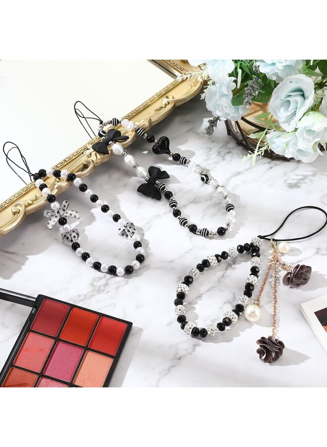 قطع من سلاسل الهاتف المزينة بالخرز واللؤلؤ على شكل فراشة وزهرة وحزام الهاتف سلسلة لطيفة لكاميرا وسلسلة مفاتيح ومحفظة وديكور، 1، بلاستيك، بدون أحجار كريمة - Image 3