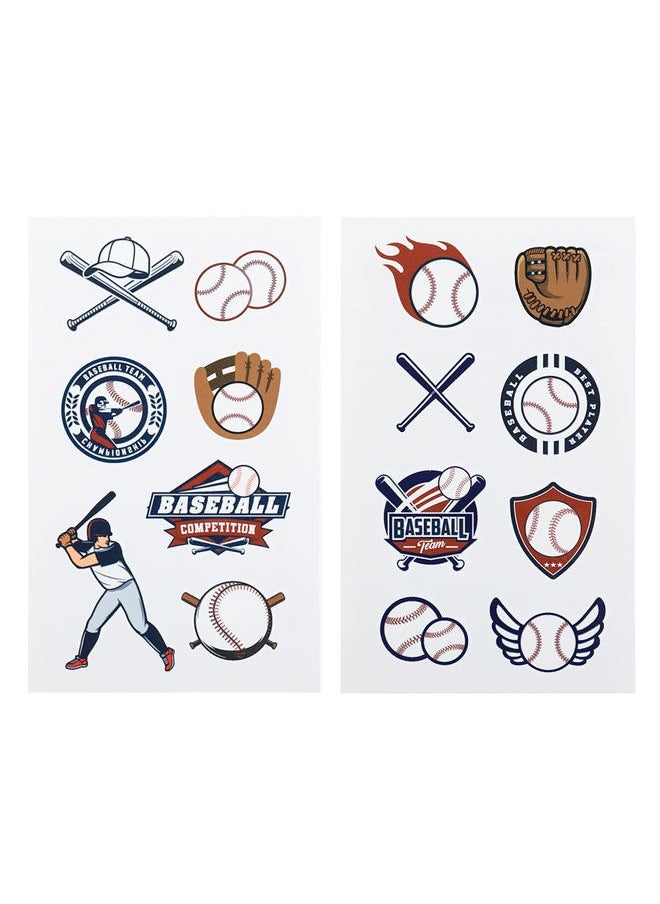 Cleverplay - 24 Sheets Baseball Temporary Tattoos, Birthday Decorations Baseball Party Favors - Image 1