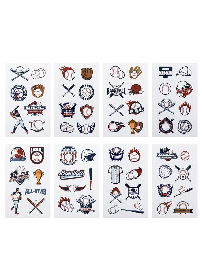 Cleverplay - 24 Sheets Baseball Temporary Tattoos, Birthday Decorations Baseball Party Favors - Image 1