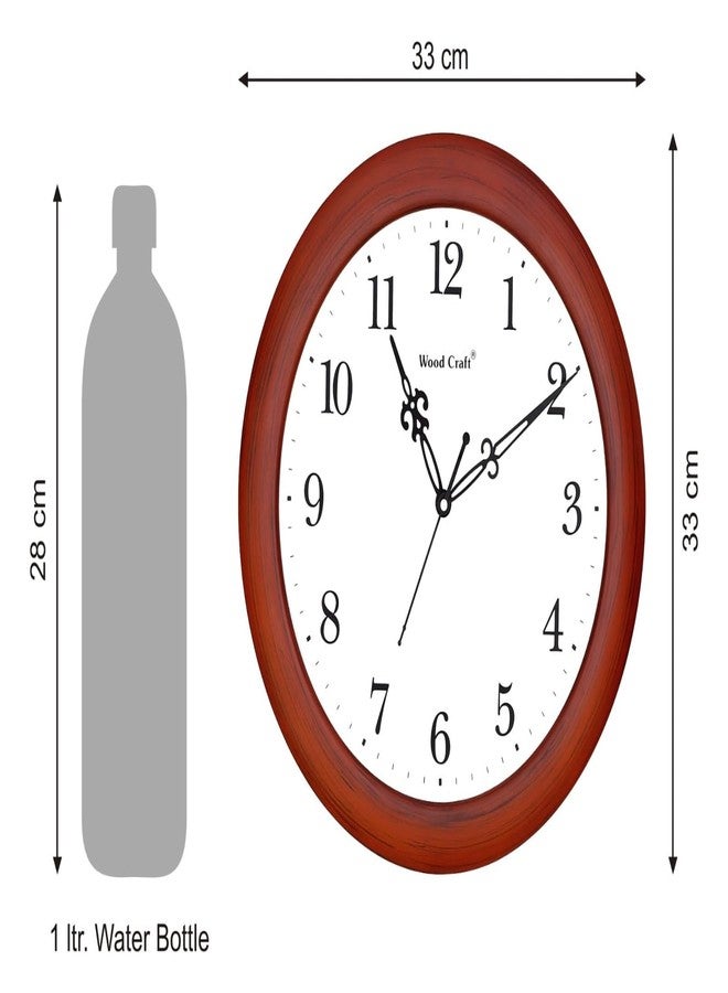 WOOD CRAFT ساعة حائط خشبية تناظرية من وود كرافت: WS-2001 (33 سم × 33 سم × 4 سم، الشكل: دائري، اللون: إطار بني - مينا أبيض، النمط: تقليدي) - Image 3