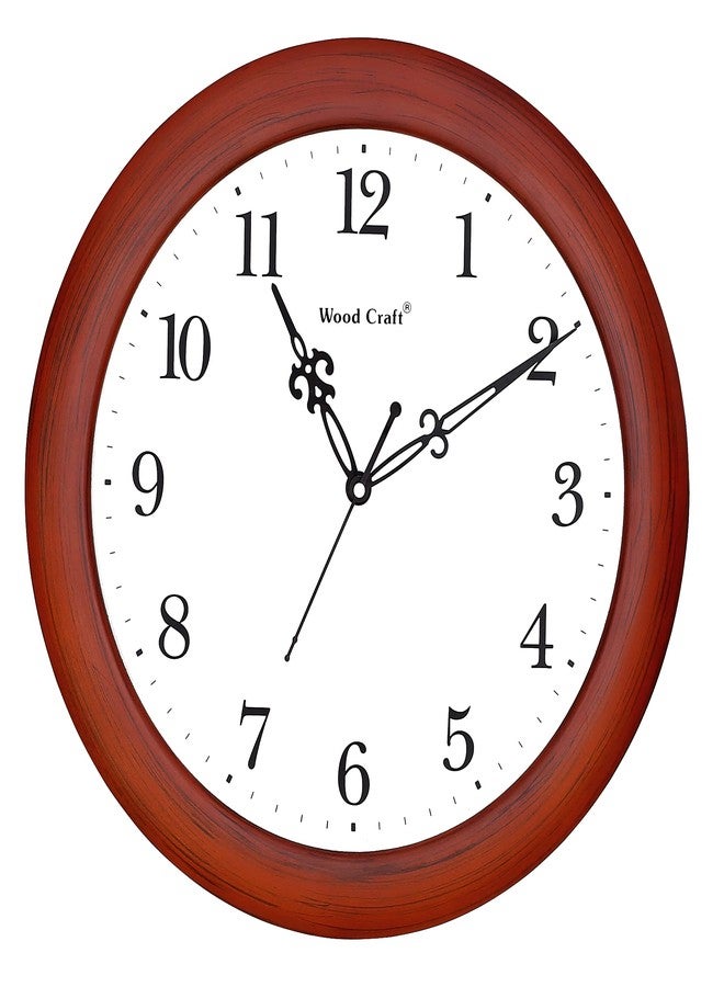 WOOD CRAFT ساعة حائط خشبية تناظرية من وود كرافت: WS-2001 (33 سم × 33 سم × 4 سم، الشكل: دائري، اللون: إطار بني - مينا أبيض، النمط: تقليدي) - Image 1