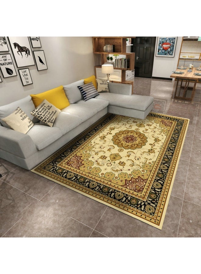 سجادة أرضية مزينة بطبعة أصفر/ بيج/ أسود 140x200x0.6سم