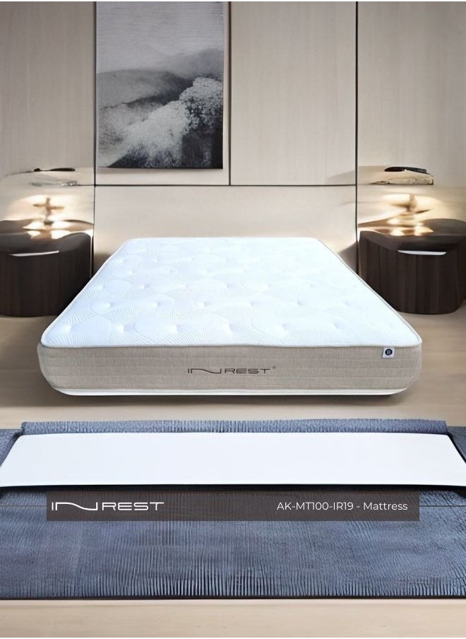 Inrest Home - INREST 19 Luxury Medical Hotel Mattress - Single Size 100*200 cm, Ultra Softness with 27 cm Height, Beige Board Design, Advanced Pocket Spring System, Foam Side Support, Anti-Bacterial Fibers, Roll Packed for Easy Transport, 5-Year Dip Warranty - Image 1