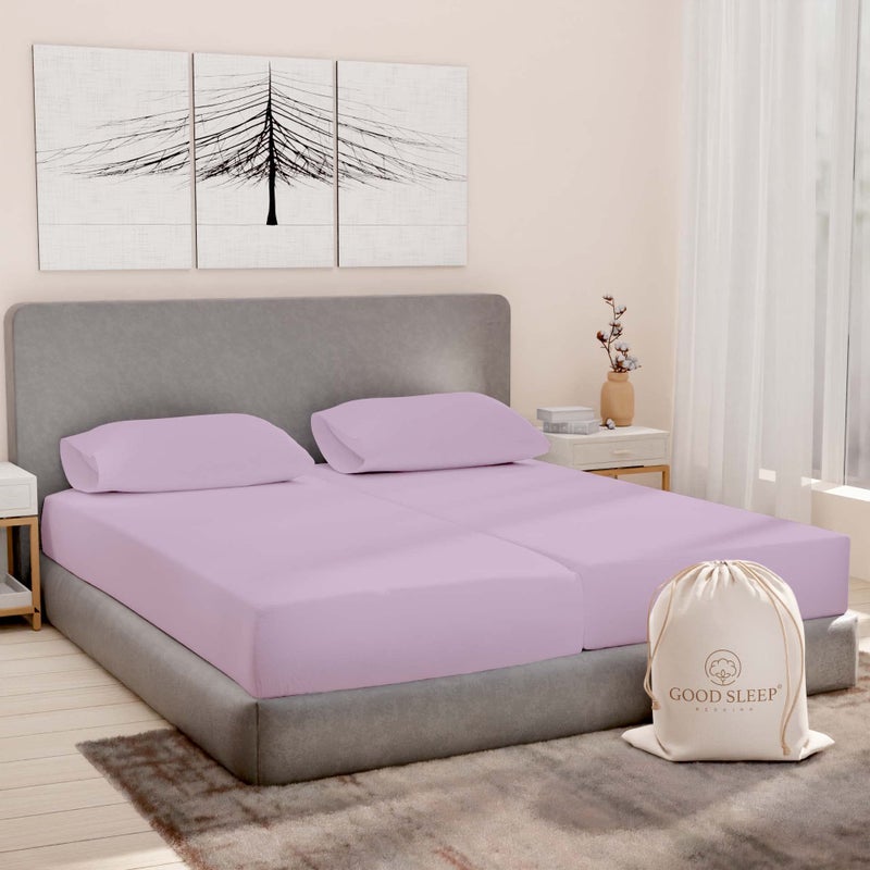 Split King Sheets Sets for Adjustable Bed Cotton Luxury Sheets 1000 TC Egyptian Cotton Sheets 5 Piece 100 Cotton Split King Sheet Set Sateen Sheets 2 Fitted  16 Deep Pocket Lavender