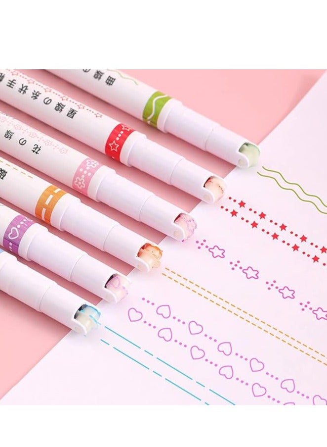 Set Of 6 Pens With Different Designs To Decorate Texts And Notes - Image 1