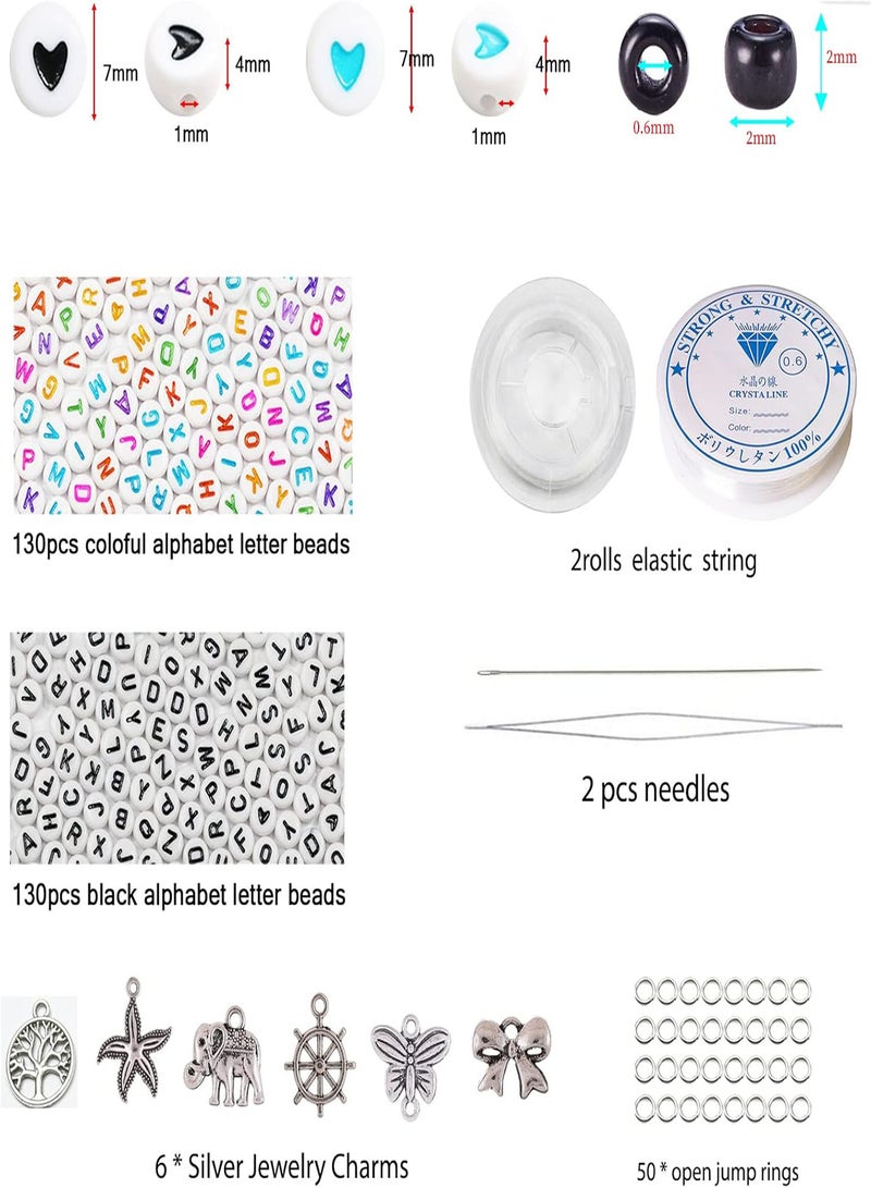 GGOOT 3850pcs 2mm Glass Seed Beads for Jewelry Making Kit, 260pcs Alphabet Letter Beads,Tiny Beads Set for Bracelets Making DIY Art and Craft with Rolls of Elastic String Cord, Charms and Rings(48 - Image 3